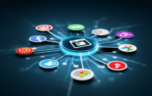 Conceptual image of API integration connecting a website to various third-party services.