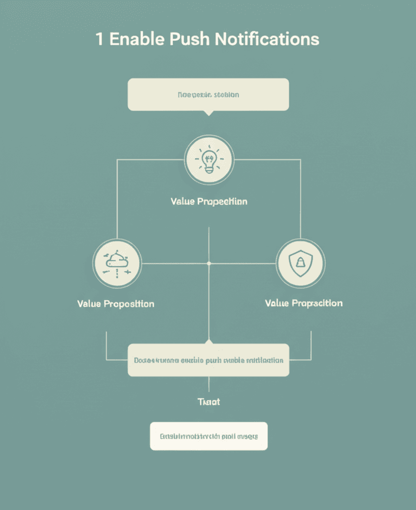 A clear example of a push notification permission prompt that explains the benefits to the user.