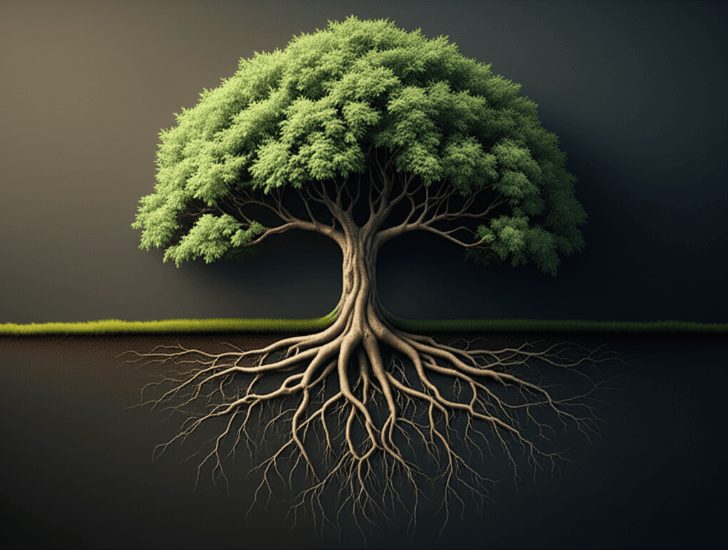 A timeline showing the history of a project managed with version control.