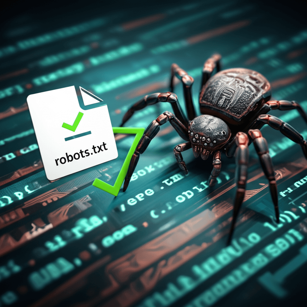 An illustration showing a search engine bot successfully crawling a website thanks to a well-configured robots.txt file.
