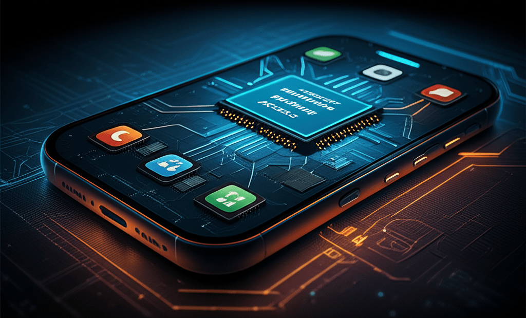 Diagram showing native code directly interacting with a smartphone's hardware.