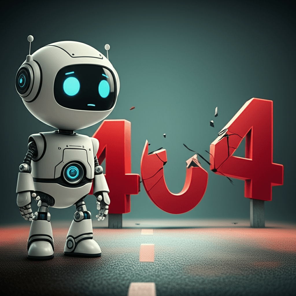 Illustration of a user looking at a 404 error on a laptop screen.