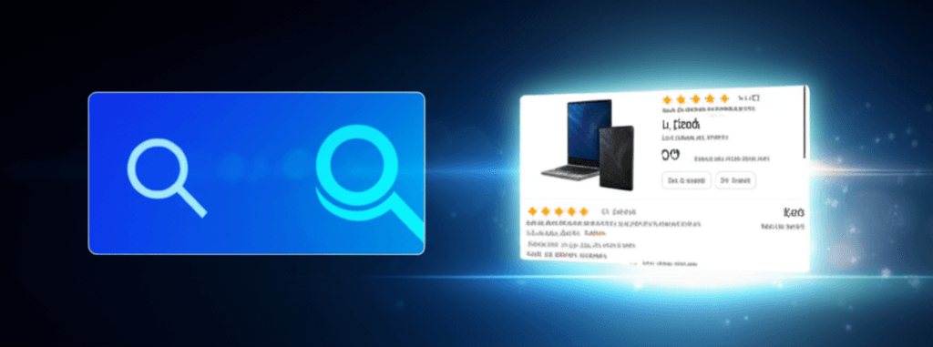 A search result with a rich snippet compared to a standard search result.