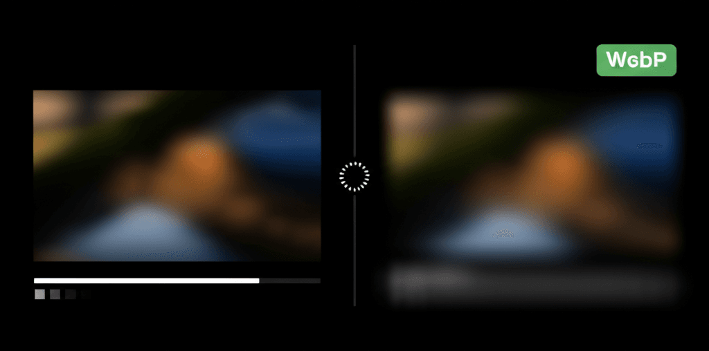 An example of an optimized WebP image loading faster than a standard JPEG.