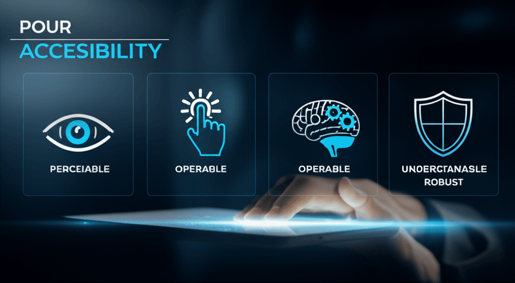 The four core principles of WCAG: Perceivable, Operable, Understandable, and Robust.