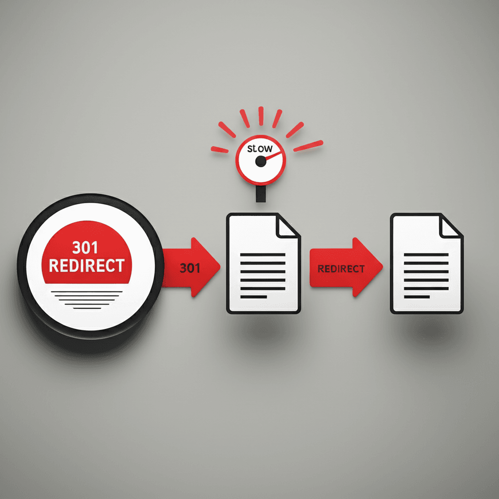 A diagram illustrating a redirect chain from one page to another.