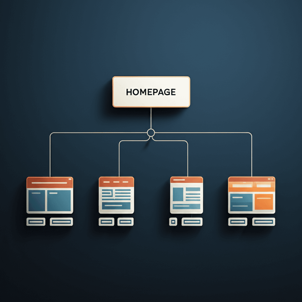 A flowchart demonstrating an ideal, hierarchical site structure for SEO.