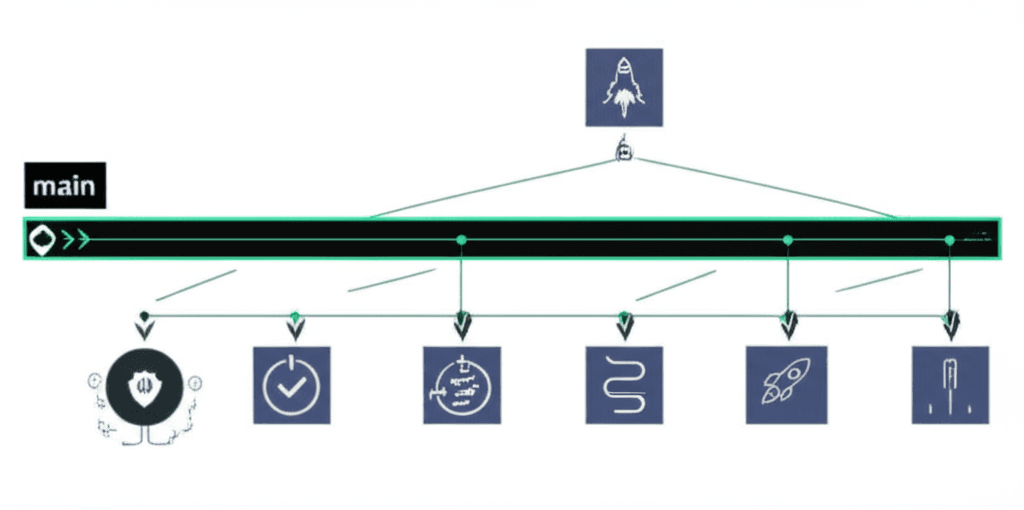 A simple diagram of the GitHub Flow workflow.