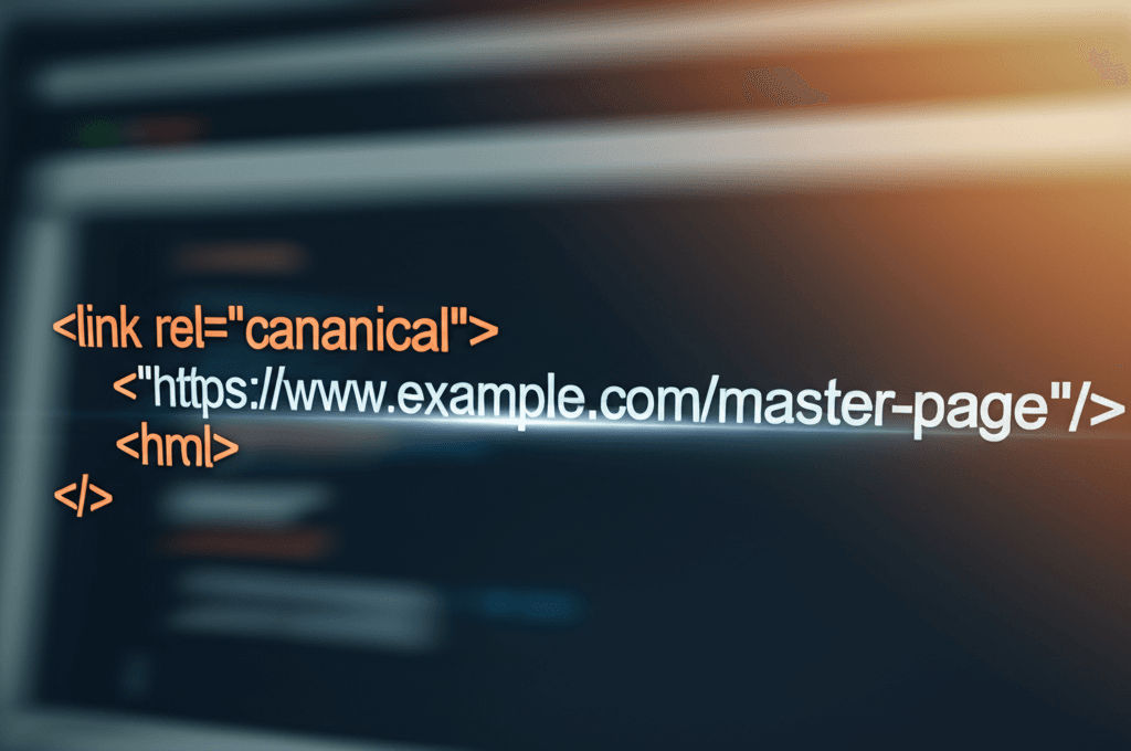 HTML code example of a properly formatted rel=canonical tag.