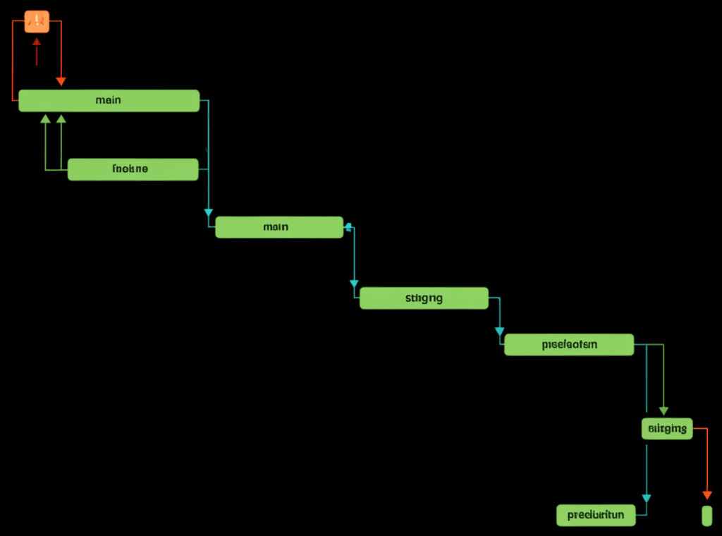 A diagram showing the GitLab Flow with environment branches.