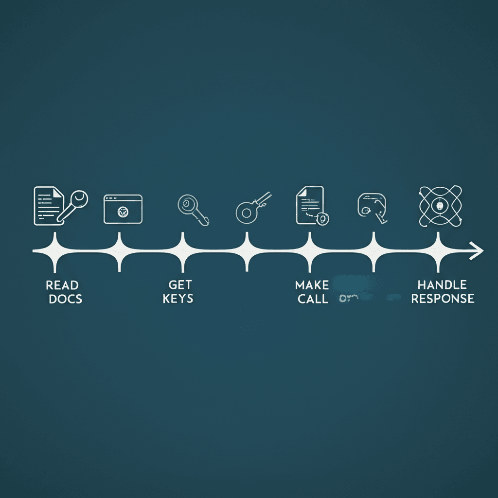 A flowchart showing the four main steps for integrating a third-party API.