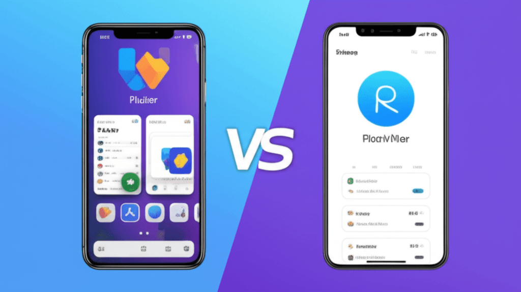 A side-by-side comparison of a UI built in Flutter versus one in React Native.