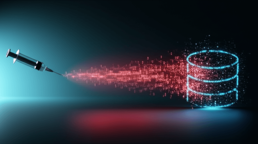 Illustration of a code injection attack targeting a database.