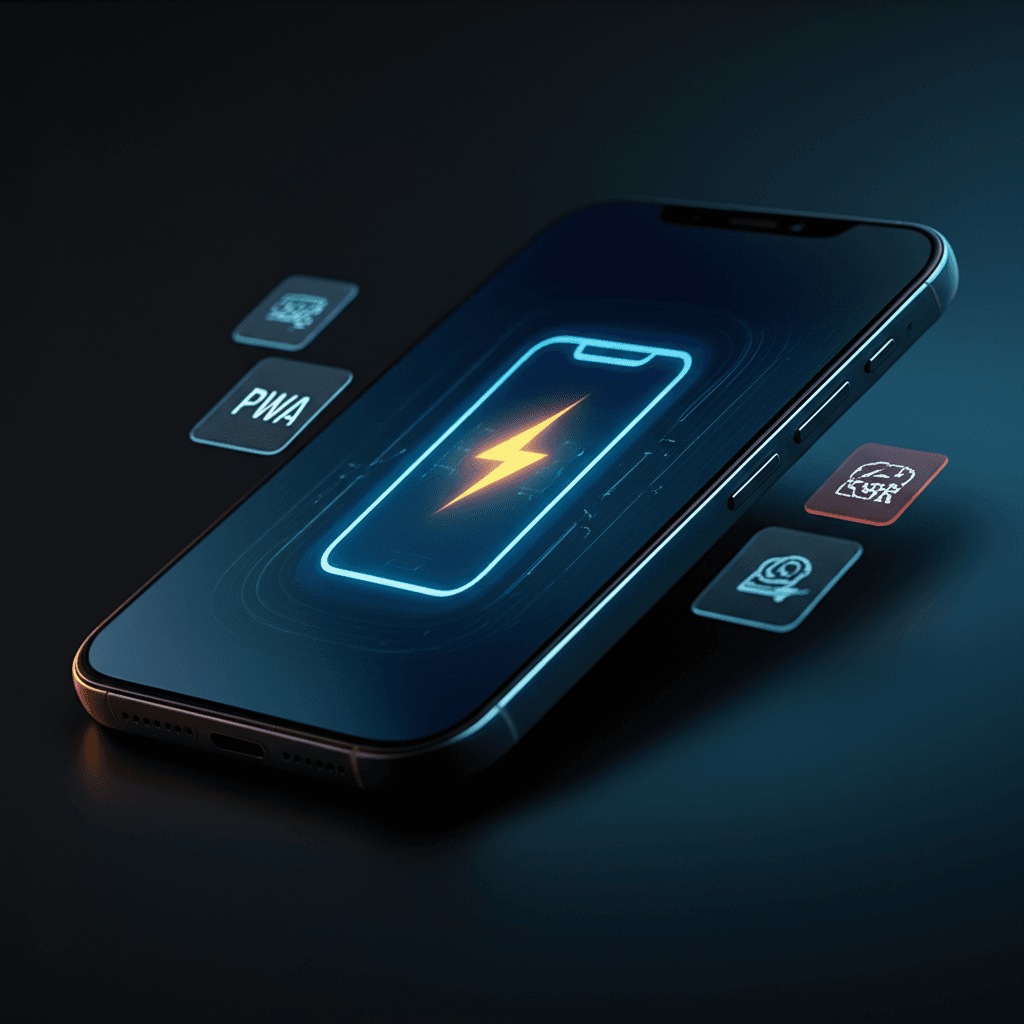 An illustration showing the features of a Progressive Web App.