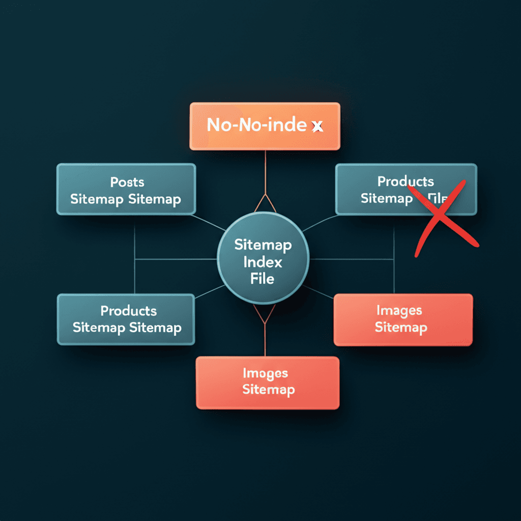 Diagram illustrating the use of a sitemap index file to manage multiple sitemaps.