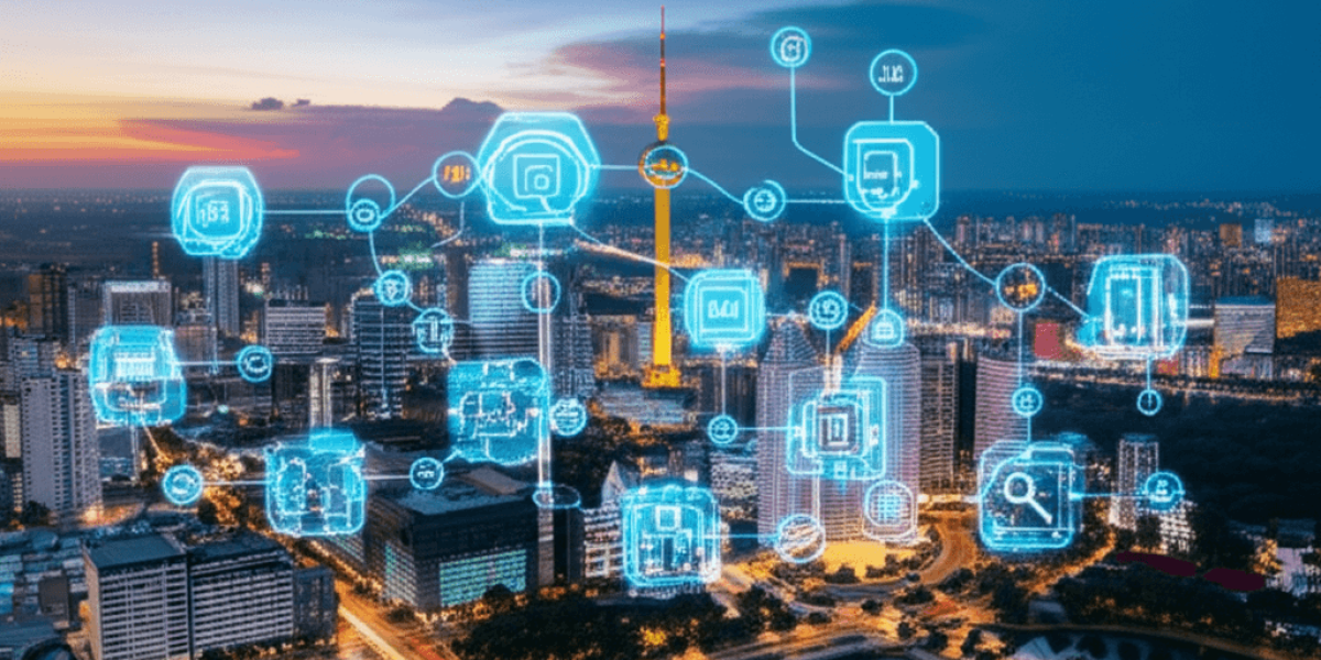 A futuristic, vibrant cityscape of&hellip;