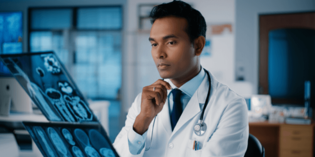 A thoughtful doctor in a&hellip;