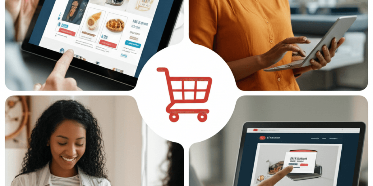 People shopping online with devices.