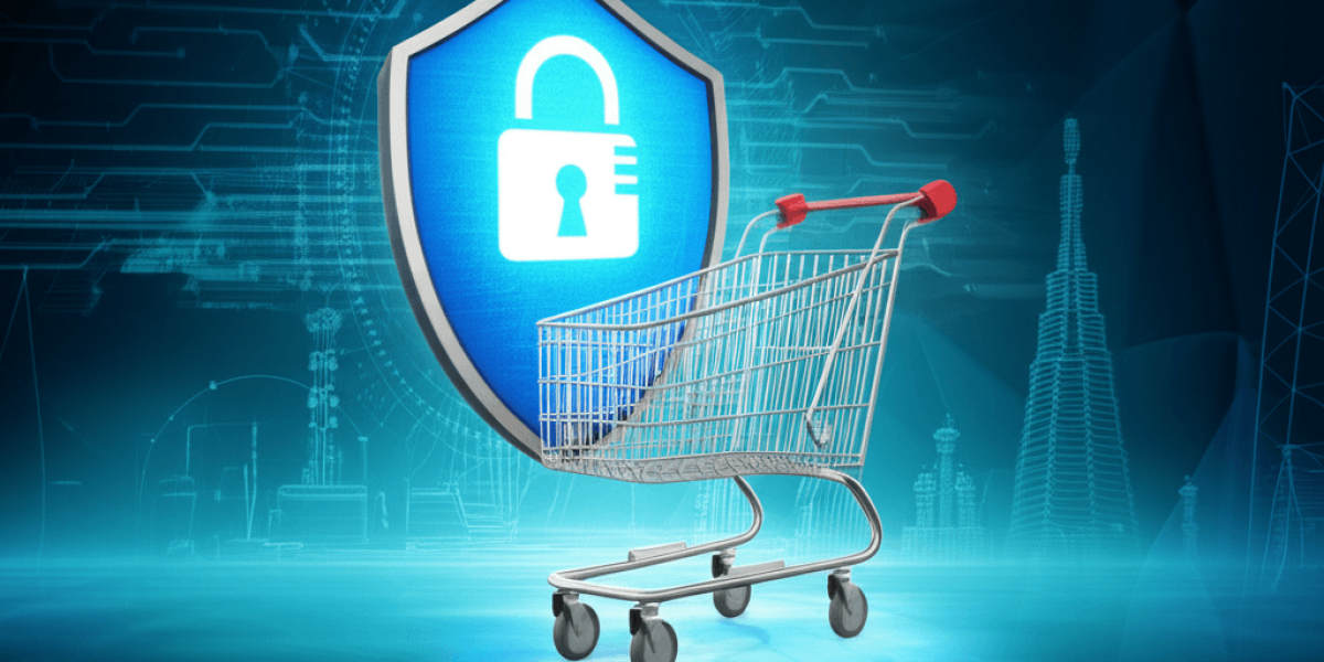 A stylized illustration showing a shopping cart protected by a&hellip;