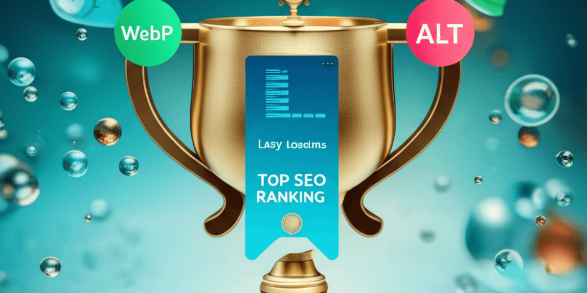 A graphic illustrating the concepts of WebP, lazy loading, and alt text leading to better SEO performance.