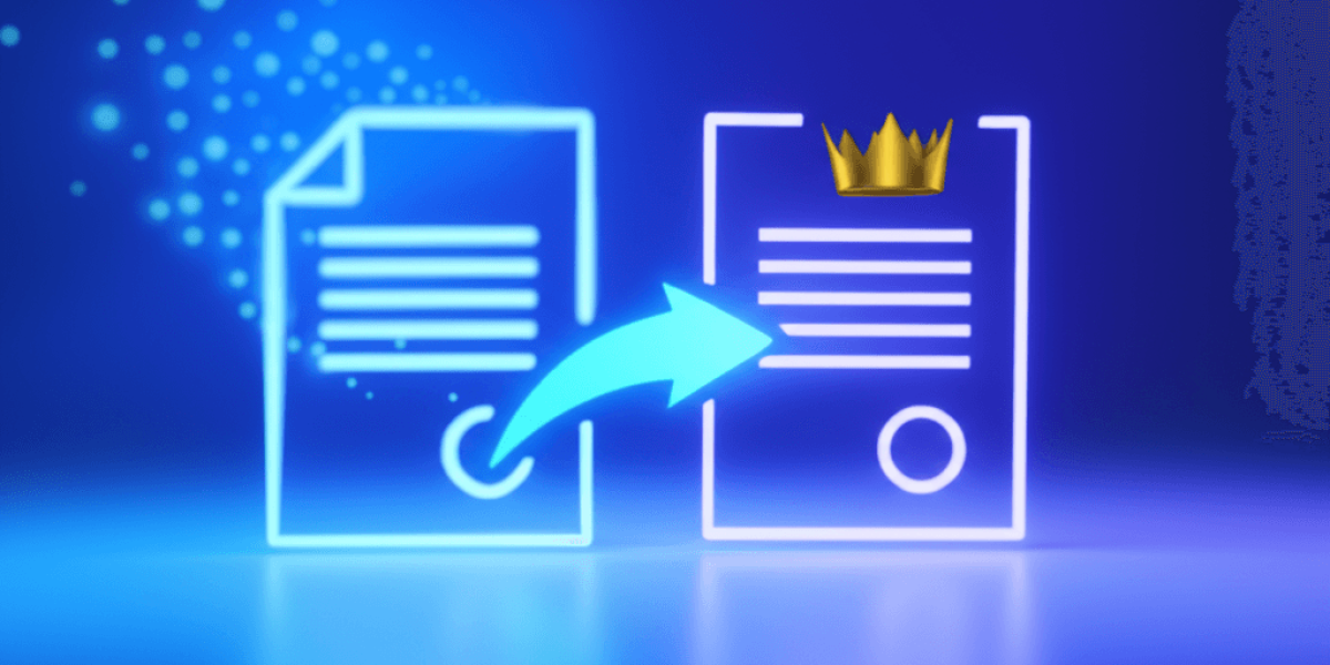 An illustration representing canonicalization, where one page is designated as the primary version over a duplicate.