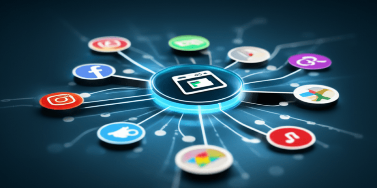 Conceptual image of API integration connecting a website to various third-party services.